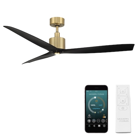 Modern Forms Fans Spinster Indoor or Outdoor Smart Ceiling Fan 3000K LED in Soft Brass/Matte Black FR-W2404-60L-SB/MB